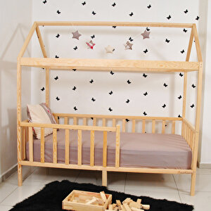 Montessori Yatak Çocuk Yatak Bebek Karyola Doğal Çam Beşik Damla 120x200 cm