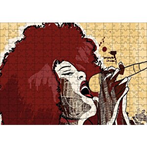 Madonna Mikrofonda Çizim Puzzle Yapboz Mdf Ahşap 255 Parça