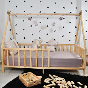 Markaawm Montessori Doğal Bebek Ve Çocuk Karyolası Ahşap Yatak 80x180 cm