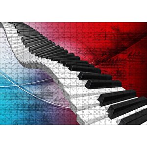 Piyano Tuşları Ve Notalar Puzzle Yapboz Mdf Ahşap 500 Parça