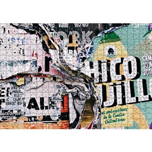 Duvar Eski Yırtık Afişler Puzzle Yapboz Mdf Ahşap 500 Parça