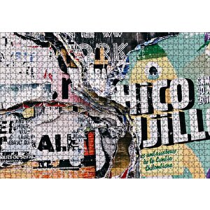 Duvar Eski Yırtık Afişler Puzzle Yapboz Mdf Ahşap 1000 Parça