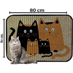 Desenli Kedi Kumu Paspası 60 X 80 Cm Acı Kahve