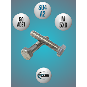 Paslanmaz Çeli̇k Anahtar Başli Ci̇vata M5x6 50 Adet