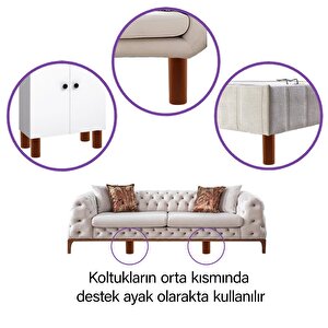 4 Adet Destek Ayağı 14 Cm Kahverengi Ve 4 Adet Düz Ayak Tabanı M8 Civatalı İnce Diş Kanepe Baza Seti