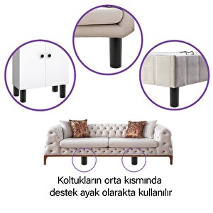 Destek Ayağı 12 Cm Siyah Ve Metal Düz Ayak Tabanı M8 Civatalı İnce Diş Mobilya Kanepe Baza Koltuk Seti