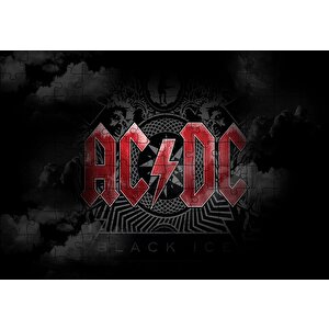 Acdc Logo Karanlık Mod Puzzle Yapboz Mdf Ahşap 120 Parça