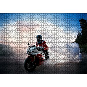 Racing Motorsiklet Patinaj Puzzle Yapboz Mdf Ahşap 1000 Parça