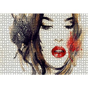 Kadın İllüstrasyon Boyama Sanatı Puzzle Yapboz Mdf Ahşap 1000 Parça