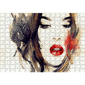 Kadın İllüstrasyon Boyama Sanatı Puzzle Yapboz Mdf Ahşap 255 Parça