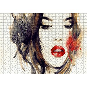 Kadın İllüstrasyon Boyama Sanatı Puzzle Yapboz Mdf Ahşap 500 Parça