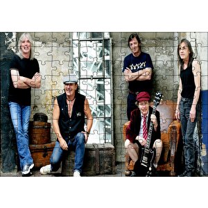 Acdc Grubun Tüm Üyeleri Puzzle Yapboz Mdf Ahşap 120 Parça