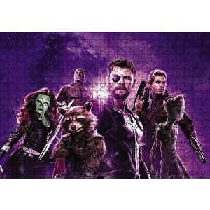 Avengers Rakun, Thor, Groot Puzzle Yapboz Mdf Ahşap 500 Parça