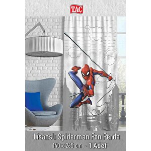 Spiderman Action Tekli Fon Perde + Bambu Pilesiz Tül Perde + Saten Güneşlik - Erkek Çocuk Perde 140x205 cm