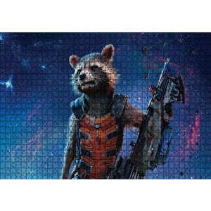 Rocket Racoon Galaksiler Fatihi Puzzle Yapboz Mdf Ahşap 1000 Parça