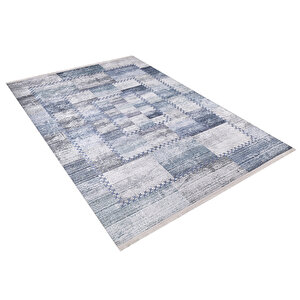 Modern Mavi Dijital Baskı Hipoalerjenik Kaymaz Taban Halı Yolluk Ha234 100x500 cm
