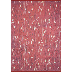 Klasik Kırmızı Salon&yolluk Dijital Baskılı Makinede Yıkanabilir Kaymaz Taban Saçaklı Halı Hk150 120x180 cm