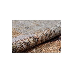 Klasik Kahverengi Salon&yolluk Dijital Baskılı Makinede Yıkanabilir Kaymaz Taban Saçaklı Halı Hk068