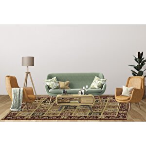 Klasik Kırmızı Salon&oturma Odası Yolluk&yatak Odası Dijital Baskılı Makinede Yıkanabilir Kaymaz Taban Saçaklı Halı Hk006 80x200 cm