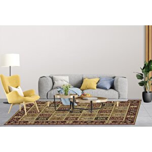 Klasik Kırmızı Salon&oturma Odası Yolluk&yatak Odası Dijital Baskılı Makinede Yıkanabilir Kaymaz Taban Saçaklı Halı Hk006 80x200 cm