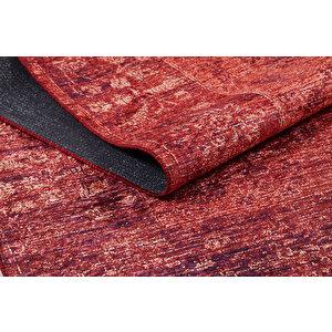 Klasik Kırmızı Salon&yolluk Dijital Baskılı Makinede Yıkanabilir Kaymaz Taban Saçaklı Halı Hk099 160x300 cm