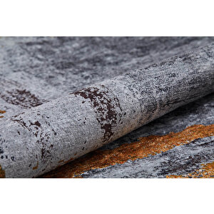 Modern Gri Dijital Baskı Hipoalerjenik Kaymaz Taban Halı Yolluk 100x300 cm