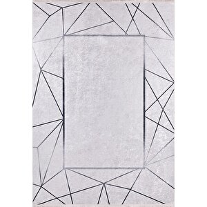 Modern Gri Çizgili Dijital Baskı Hipoalerjenik Kaymaz Taban Halı Yolluk Ha238 80x400 cm