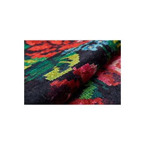 Klasik Siyah Salon&oturma Odası&yolluk Dijital Baskılı Makinede Yıkanabilir Kaymaz Taban Saçaklı Halı Hk037