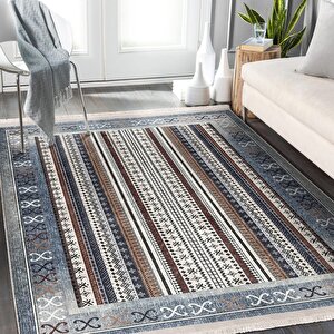 Klasik Gri Salon&oturma Odası Yolluk&yatak Odası Dijital Baskılı Makinede Yıkanabilir Kaymaz Taban Saçaklı Halı Hk005 100x300 cm
