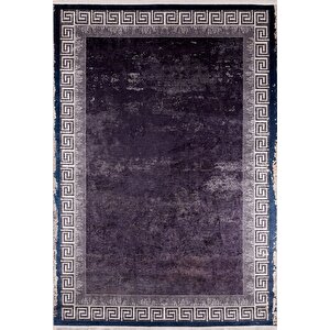 Modern Mor Geometrik Desen Dijital Baskı Hipoalerjenik Kaymaz Taban Halı Yolluk 100x400 cm