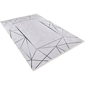 Modern Gri Çizgili Dijital Baskı Hipoalerjenik Kaymaz Taban Halı Yolluk Ha238 100x200 cm
