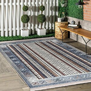 Klasik Gri Salon&oturma Odası Yolluk&yatak Odası Dijital Baskılı Makinede Yıkanabilir Kaymaz Taban Saçaklı Halı Hk005 100x150 cm