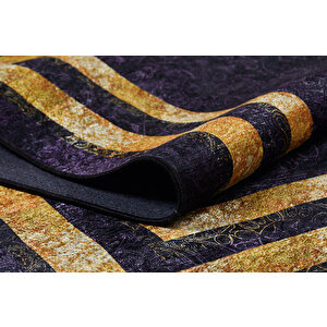 Modern Mor Dijital Baskı Yıkanabilir Hipoalerjenik Kaymaz Taban Halı Yolluk 80x200 cm