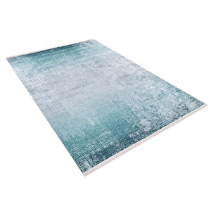 Modern Turkuaz Dijital Baskı Hipoalerjenik Kaymaz Taban Halı Yolluk Ha218 80x500 cm