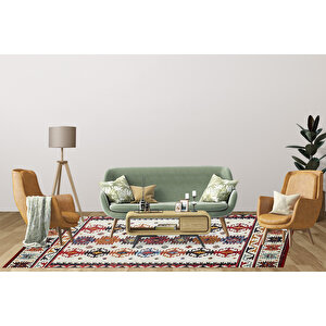 Modern Kırmızı Dijital Baskı Hipoalerjenik Kaymaz Taban Halı Yolluk Ha148 100x500 cm