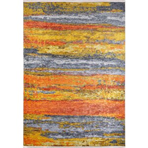 Modern Turuncu Dijital Baskı Hipoalerjenik Kaymaz Taban Halı Yolluk 120x180 cm