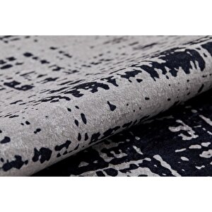Modern Siyah Dijital Baskı Hipoalerjenik Kaymaz Taban Halı Yolluk 120x200 cm