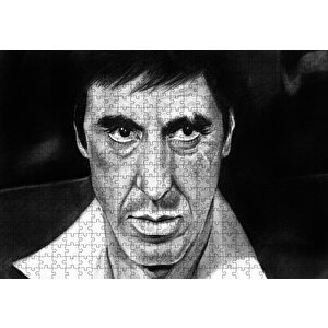 Al Pacino Karakalem Çizim Puzzle Yapboz Mdf Ahşap 500 Parça