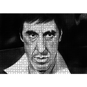 Al Pacino Karakalem Çizim Puzzle Yapboz Mdf Ahşap 1000 Parça