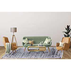 Modern Gri Dijital Baskı Yıkanabilir Hipoalerjenik Kaymaz Taban Halı Yolluk Ha037