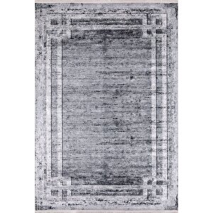 Modern Gri Dijital Baskı Yıkanabilir Hipoalerjenik Kaymaz Taban Halı Yolluk Ha037 240x280 cm