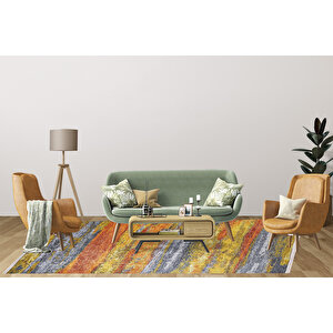 Modern Turuncu Dijital Baskı Hipoalerjenik Kaymaz Taban Halı Yolluk 200x300 cm
