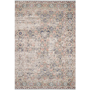 Klasik Bej Sarı Petek Salon&yolluk Dijital Baskılı Makinede Yıkanabilir Kaymaz Taban Saçaklı Halı Hk192 80x150 cm
