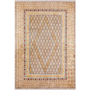 Klasik Sarı Salon&oturma Odası Yolluk&yatak Odası Dijital Baskılı Makinede Yıkanabilir Kaymaz Taban Saçaklı Halı Hk076 100x150 cm