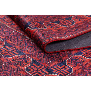 Klasik Kırmızı Salon&yolluk Dijital Baskılı Makinede Yıkanabilir Kaymaz Taban Saçaklı Halı Hk086 200x300 cm