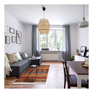 Klasik Turuncu Salon&yolluk Dijital Baskılı Makinede Yıkanabilir Kaymaz Taban Saçaklı Halı Hk042