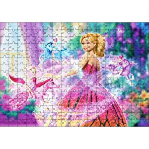Sevimli Barbi Bebekler Ve Pegassus Görseli Puzzle Yapboz Mdf Ahşap 255 Parça