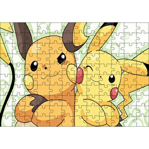 Pokemon Pikachu Ve Raichu Görseli Puzzle Yapboz Mdf Ahşap 120 Parça
