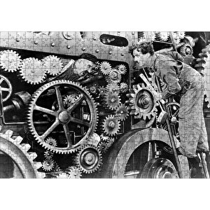 Modern Zamanlarda Charlie Chaplin2 Puzzle Yapboz Mdf Ahşap 500 Parça