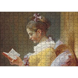 Kitap Okuyan Genç Kız Yağlı Boya Resim Puzzle Yapboz Mdf Ahşap 255 Parça
